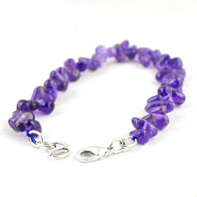 gemsmore:Natural Purple Amethyst Bracelet Untreated Tear Drop Beads