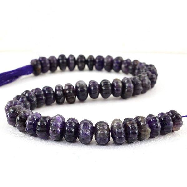gemsmore:Natural Purple Amethyst Carved Beads Strand