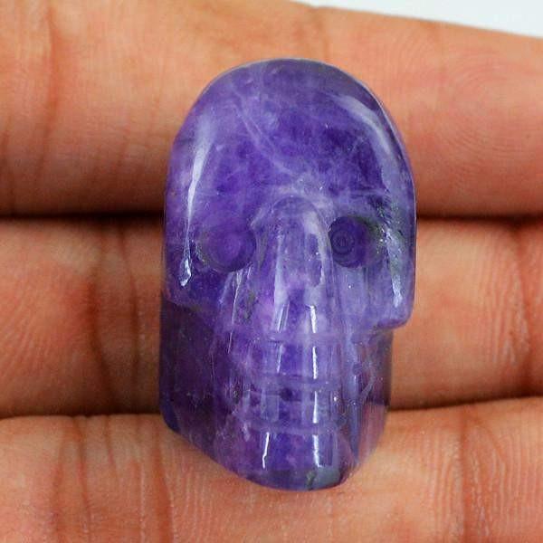 gemsmore:Natural Purple Amethyst Carved Skull Gemstone