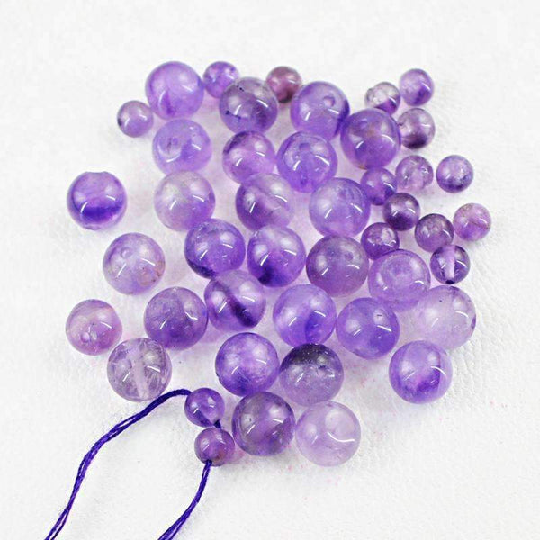 gemsmore:Natural Purple Amethyst Drilled Beads Lot - Round Shape