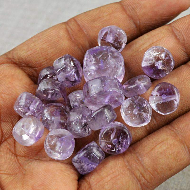gemsmore:Natural Purple Amethyst Drilled Beads Lot - Wholesale Round Shape