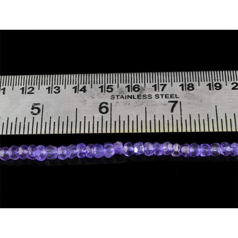 gemsmore:Natural Purple Amethyst Drilled Beads Strand - Round Shape Faceted