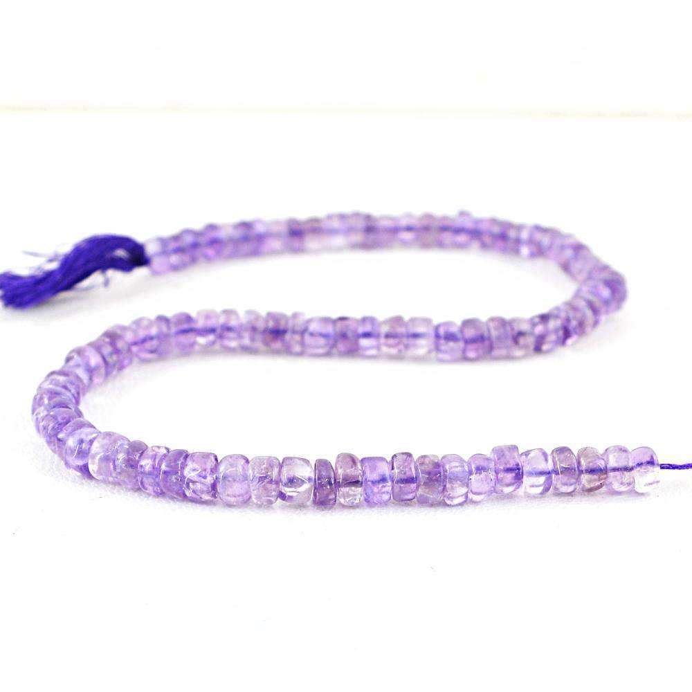 gemsmore:Natural Purple Amethyst Drilled Beads Strand - Round Shape