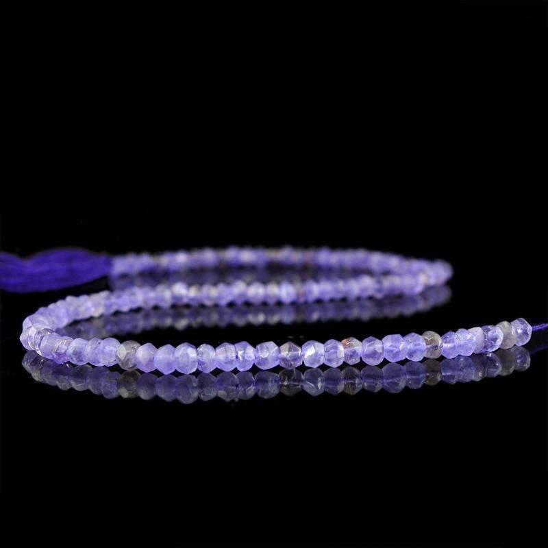 gemsmore:Natural Purple Amethyst Drilled Beads Strand Faceted Round Shape