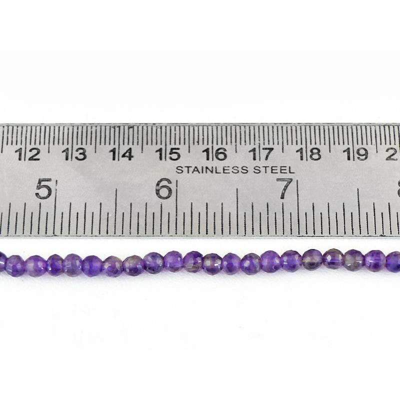 gemsmore:Natural Purple Amethyst Drilled Beads Strand Round Shape Faceted