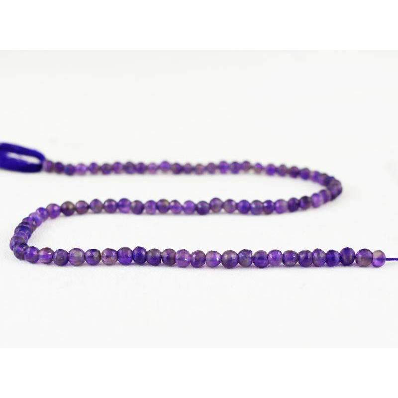 gemsmore:Natural Purple Amethyst Drilled Beads Strand Round Shape Faceted