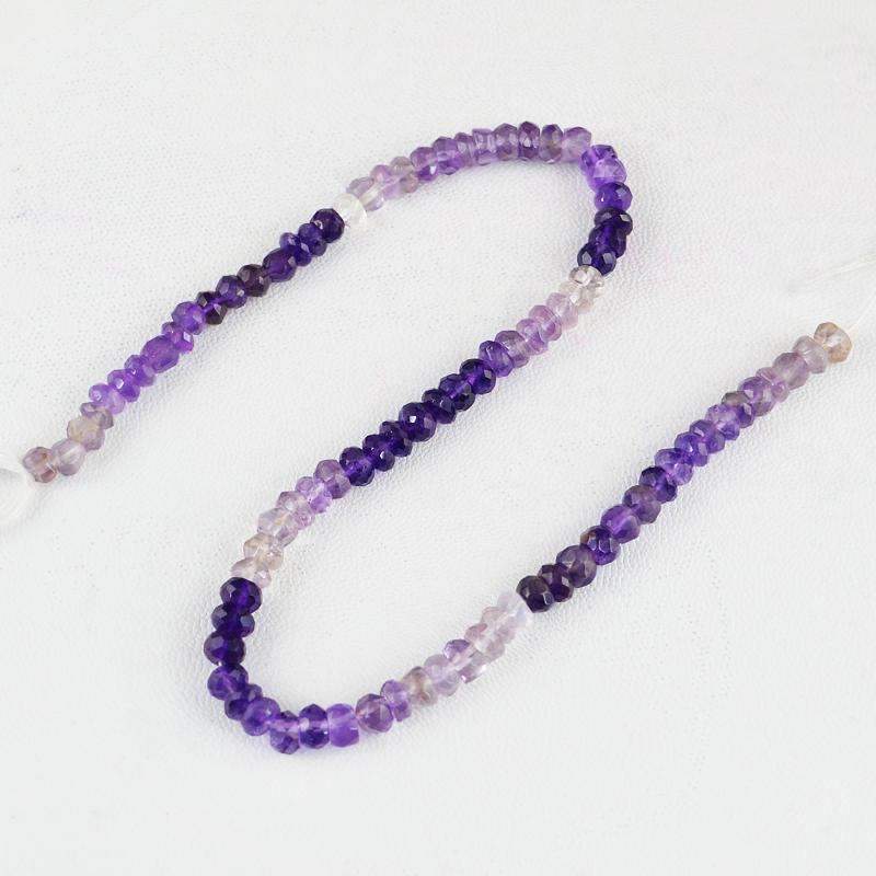 gemsmore:Natural Purple Amethyst Drilled Beads Strand Round Shape Faceted