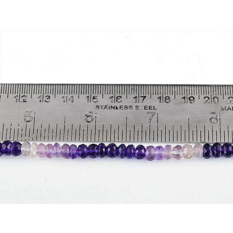 gemsmore:Natural Purple Amethyst Drilled Beads Strand Round Shape Faceted