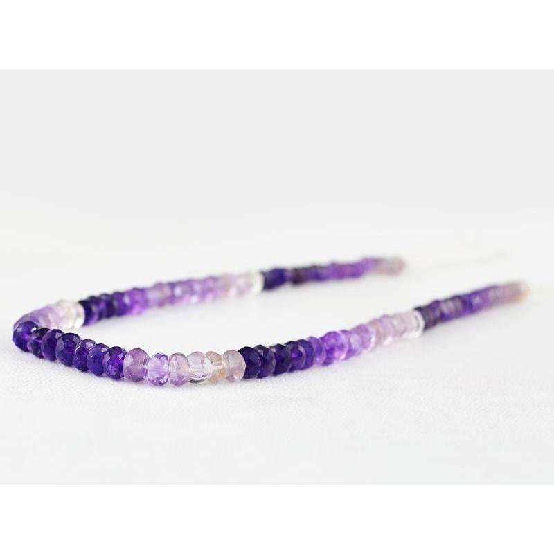 gemsmore:Natural Purple Amethyst Drilled Beads Strand Round Shape Faceted