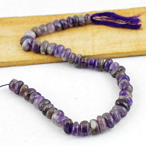 gemsmore:Natural Purple Amethyst Drilled Round Beads Strand