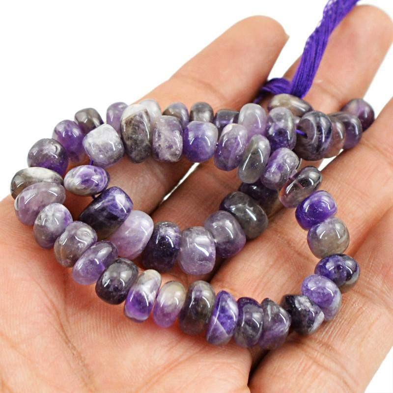 gemsmore:Natural Purple Amethyst Drilled Round Beads Strand