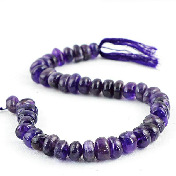 gemsmore:Natural Purple Amethyst Drilled Round Shape Beads Strand