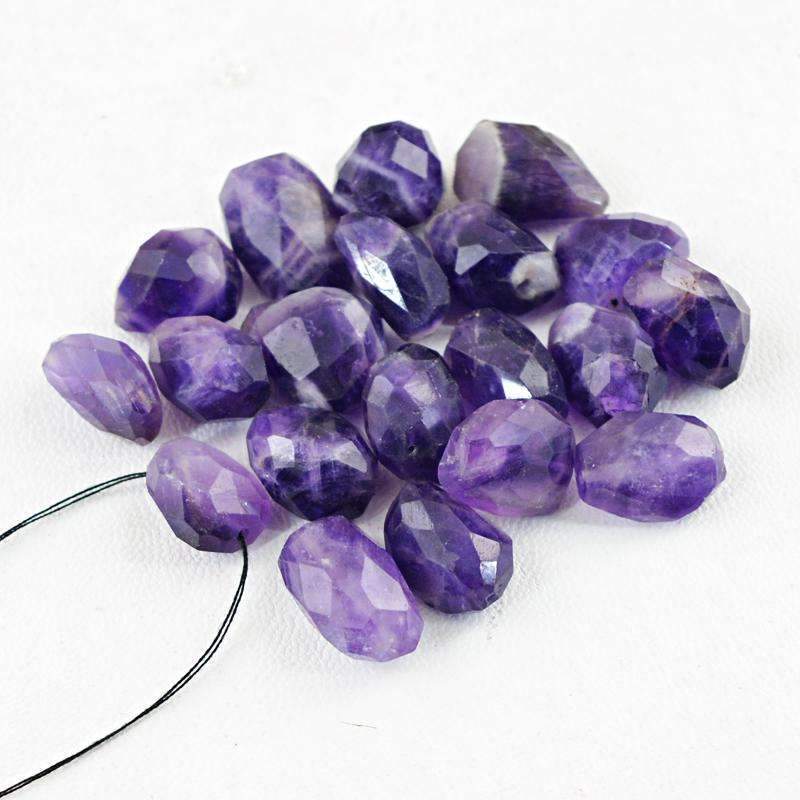 gemsmore:Natural Purple Amethyst Faceted Beads Lot - Drilled