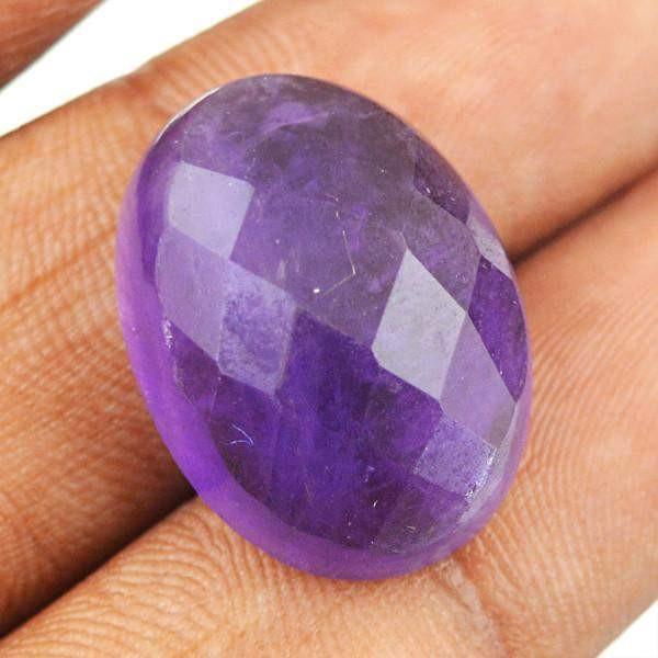 gemsmore:Natural Purple Amethyst Faceted Oval Shape Gemstone