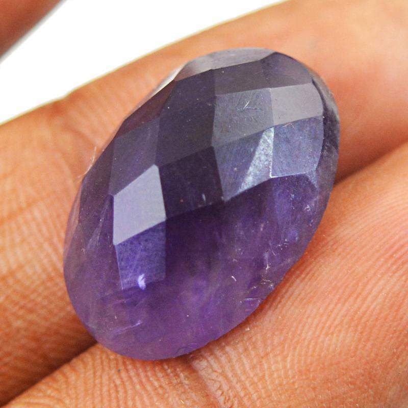 gemsmore:Natural Purple Amethyst Faceted Oval Shape Gemstone