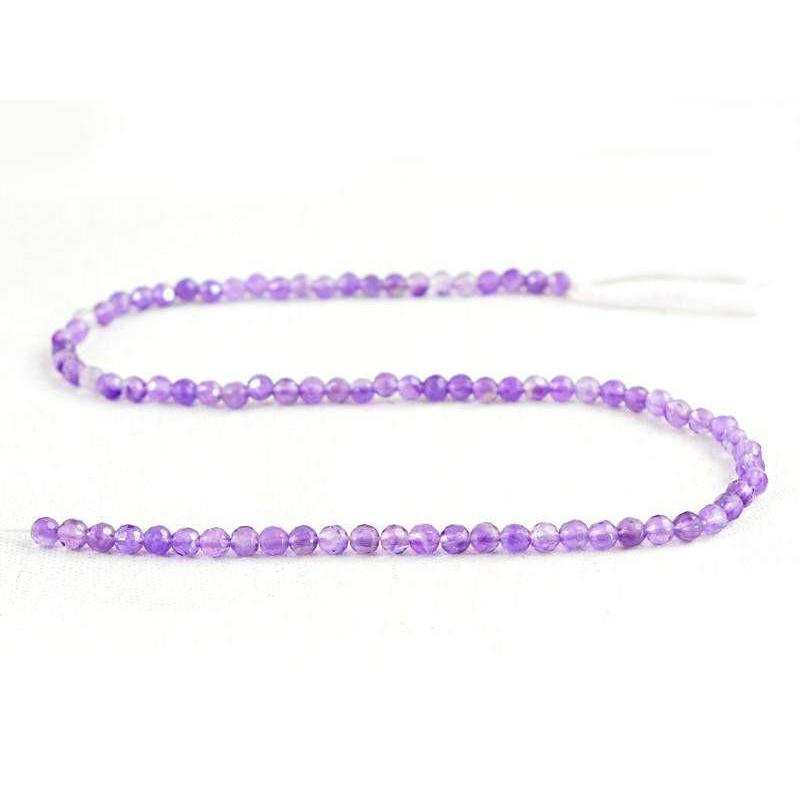 gemsmore:Natural Purple Amethyst Faceted Round Beads Strand