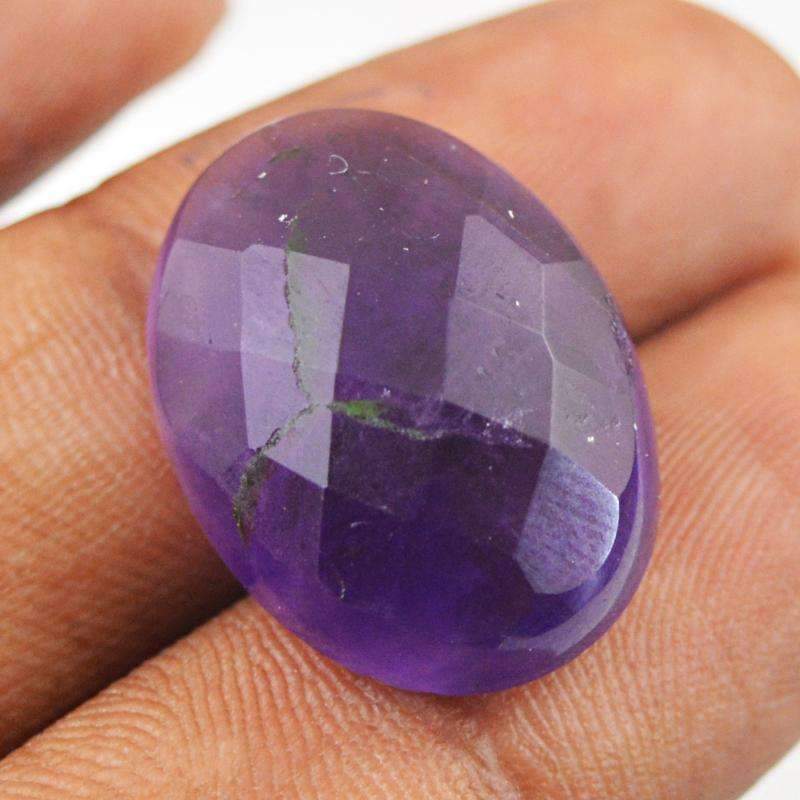 gemsmore:Natural Purple Amethyst Gemstone - Faceted Oval Shape