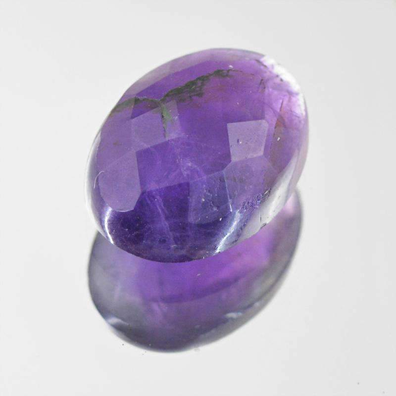 gemsmore:Natural Purple Amethyst Gemstone - Faceted Oval Shape