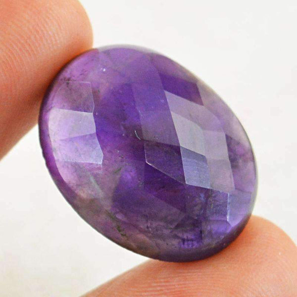 gemsmore:Natural Purple Amethyst Gemstone - Faceted Oval Shape