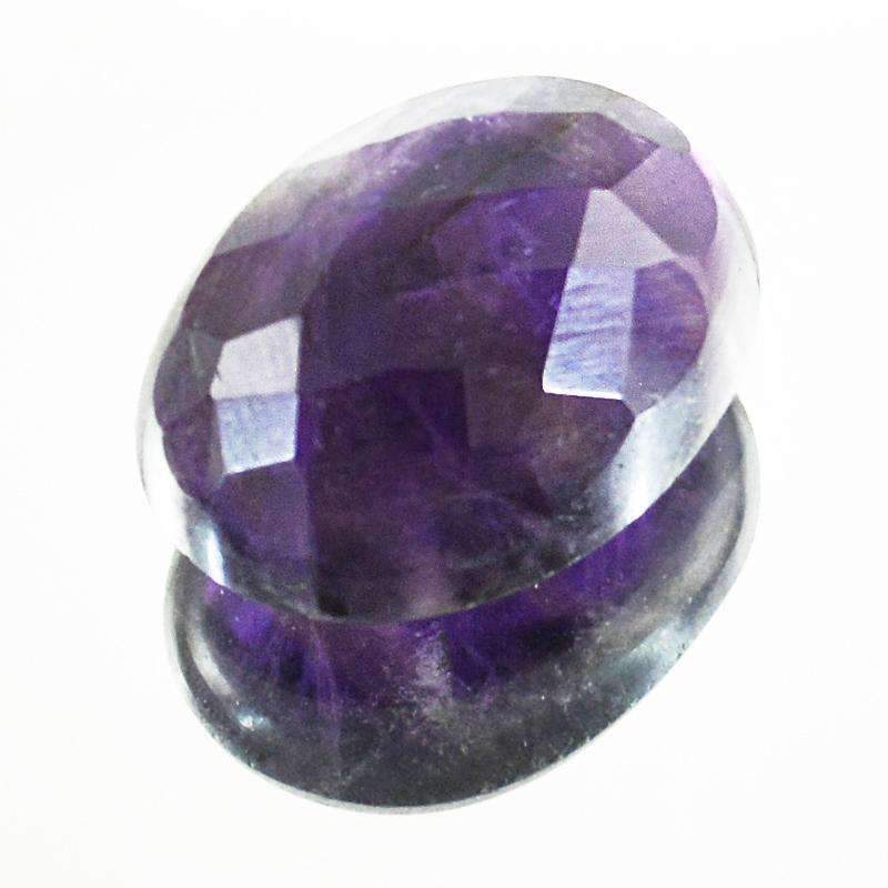 gemsmore:Natural Purple Amethyst Gemstone - Faceted Oval Shape