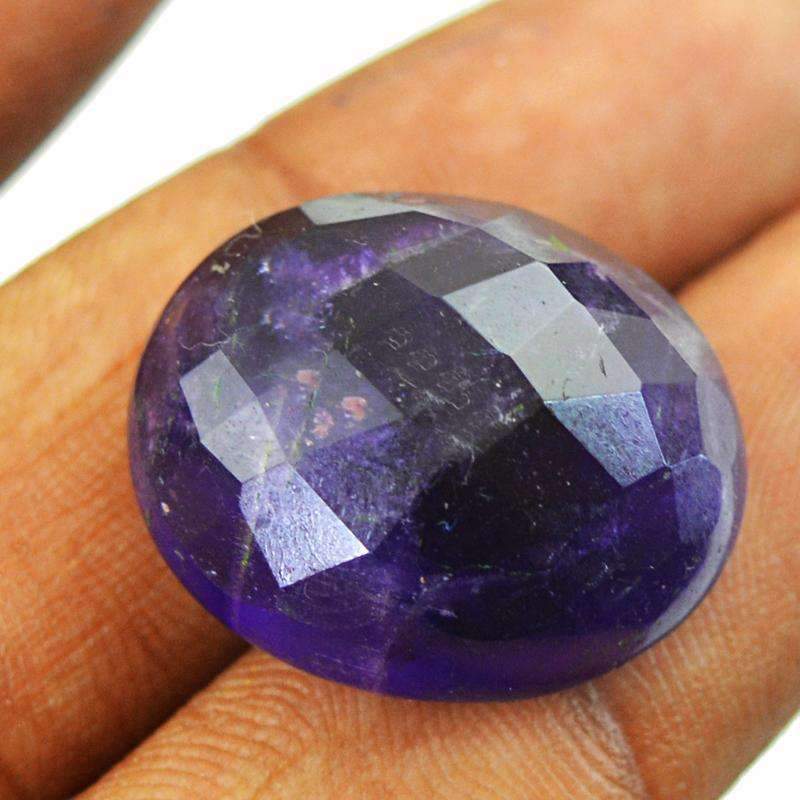 gemsmore:Natural Purple Amethyst Gemstone - Faceted Oval Shape