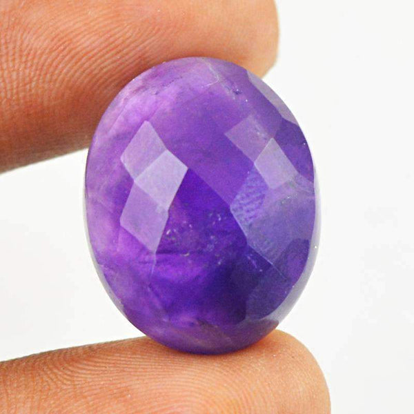 gemsmore:Natural Purple Amethyst Gemstone - Faceted Oval Shape