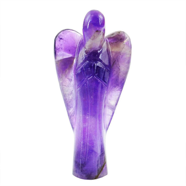 gemsmore:Natural Purple Amethyst Gemstone Carved Reiki Healing Angel
