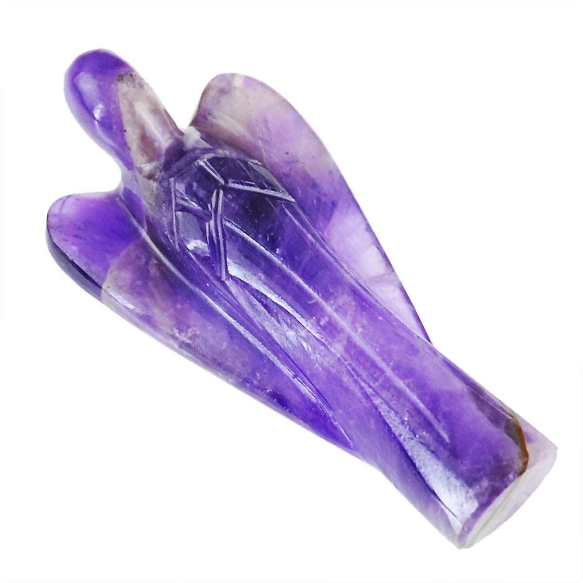 gemsmore:Natural Purple Amethyst Gemstone Carved Reiki Healing Angel