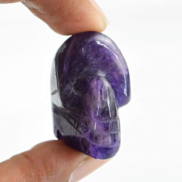 gemsmore:Natural Purple Amethyst Gemstone Carved Skull