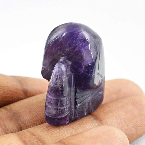gemsmore:Natural Purple Amethyst Gemstone Carved Skull