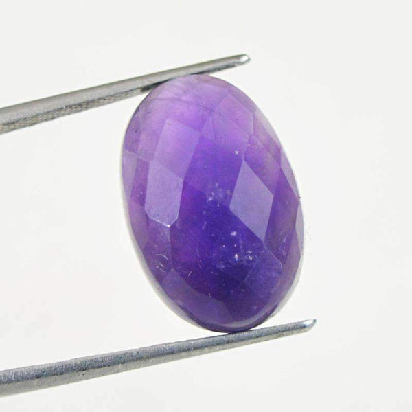 gemsmore:Natural Purple Amethyst Gemstone Faceted Oval Shape