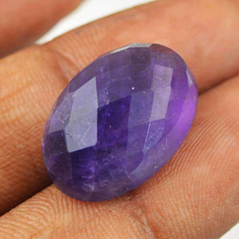 gemsmore:Natural Purple Amethyst Gemstone Faceted Oval Shape