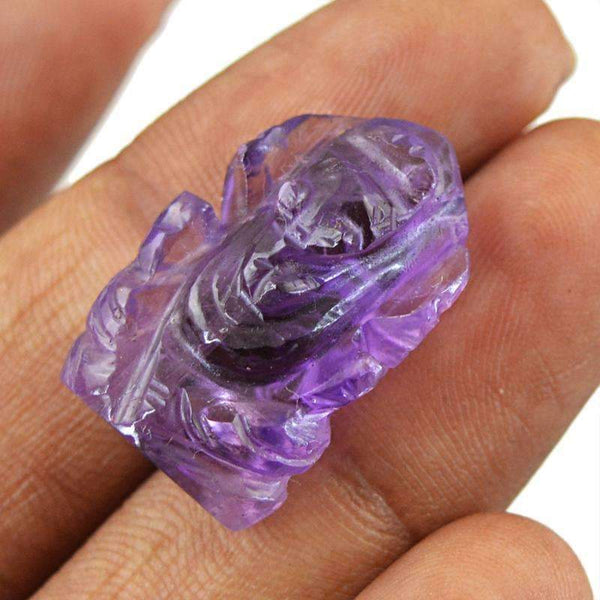 gemsmore:Natural Purple Amethyst Hand Carved Ganesha Gemstone
