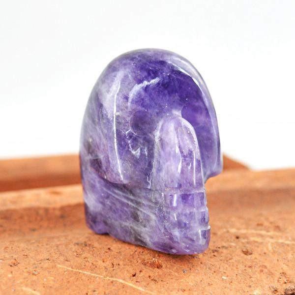gemsmore:Natural Purple Amethyst Hand Carved Skull Gemstone