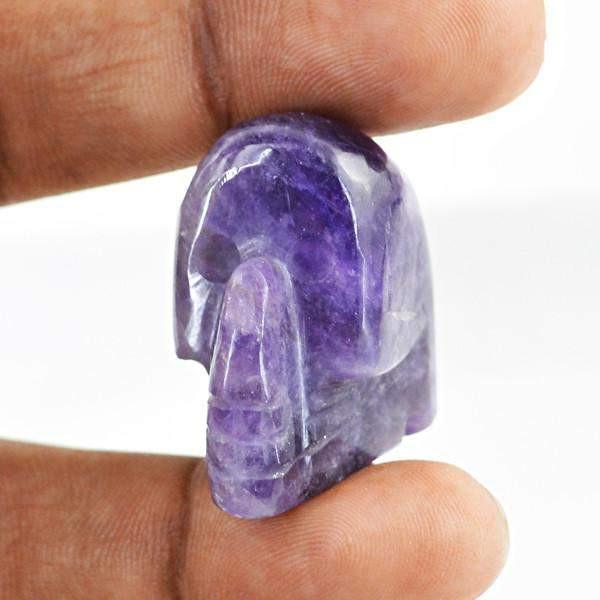 gemsmore:Natural Purple Amethyst Hand Carved Skull Gemstone