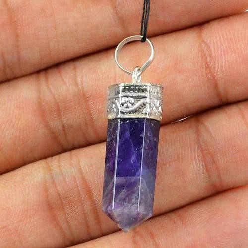 gemsmore:Natural Purple Amethyst Healing Point Pendant