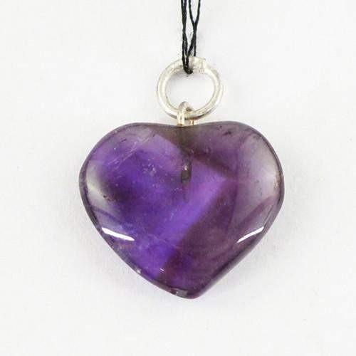 gemsmore:Natural Purple Amethyst Heart Shaped Pendant