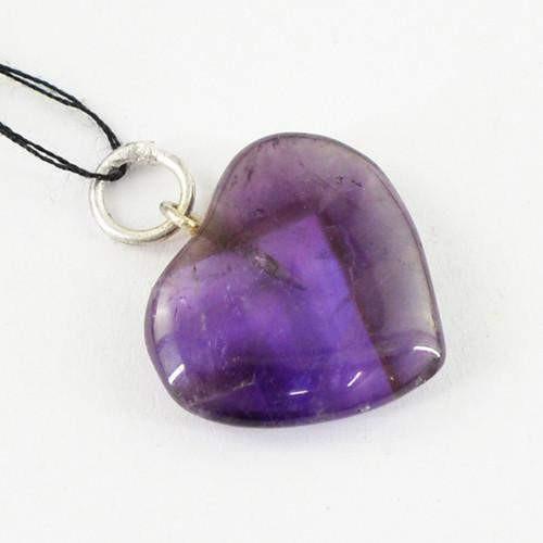 gemsmore:Natural Purple Amethyst Heart Shaped Pendant