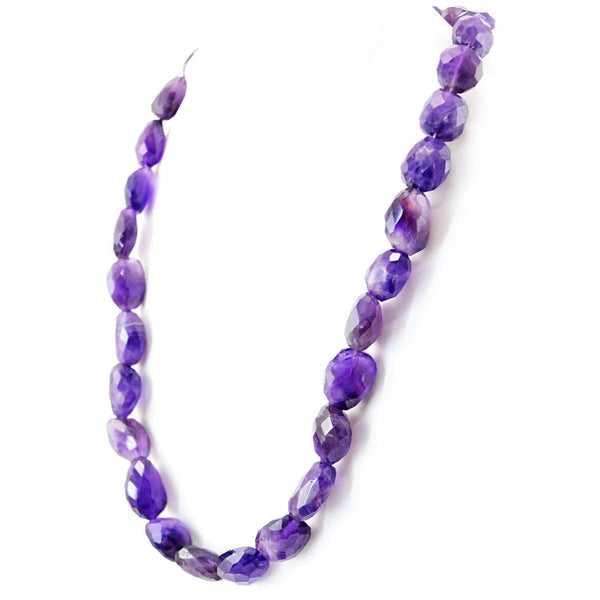 gemsmore:Natural Purple Amethyst Necklace 20 Inches Long Faceted Beads