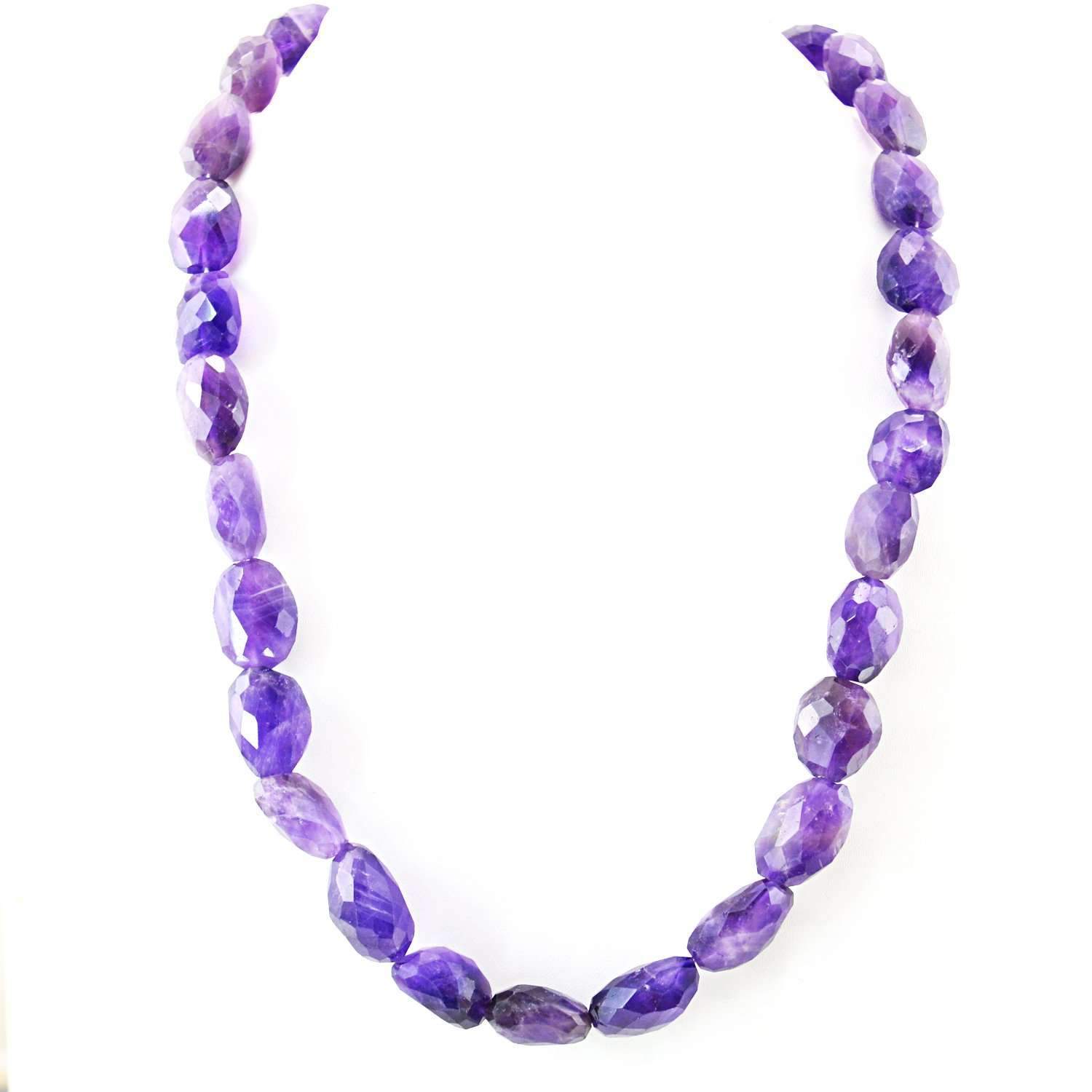 gemsmore:Natural Purple Amethyst Necklace 20 Inches Long Faceted Beads