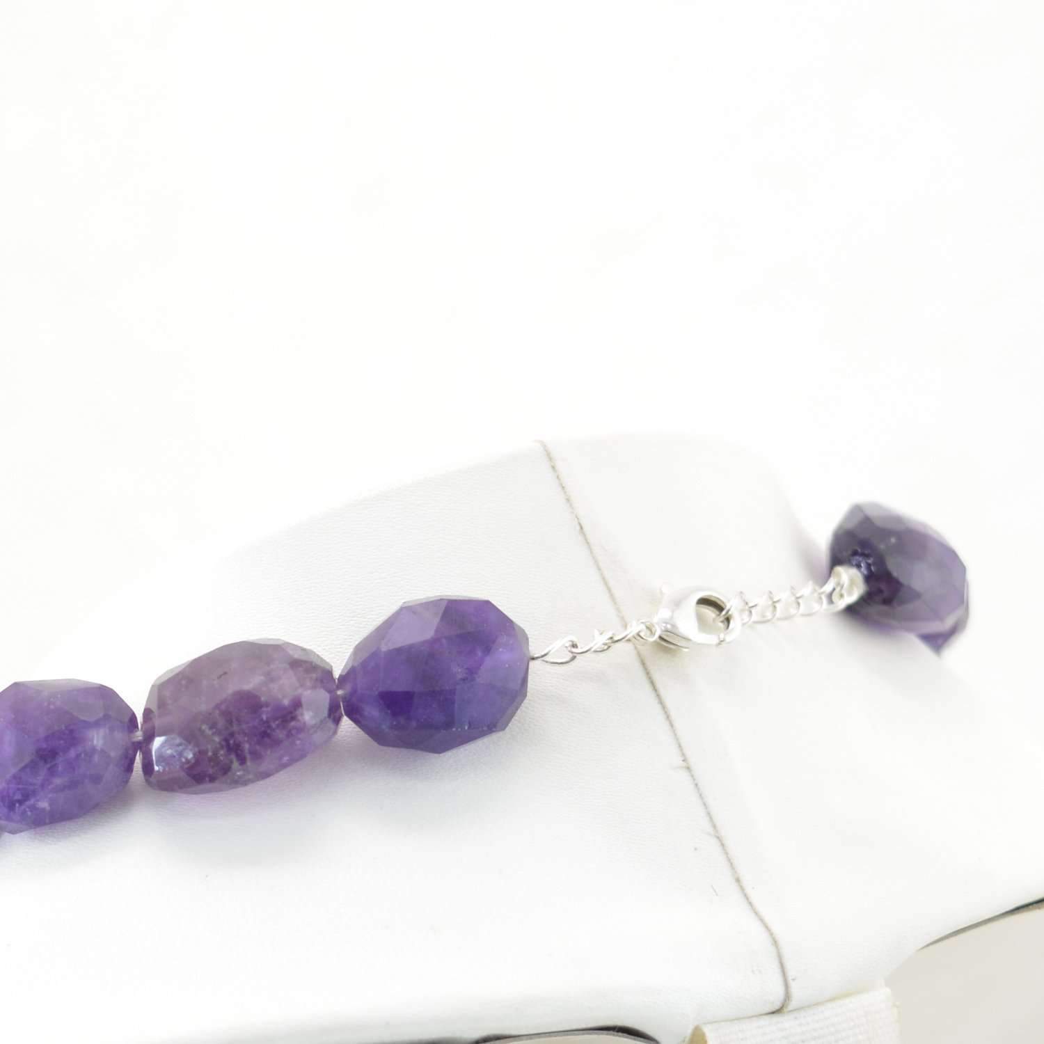 gemsmore:Natural Purple Amethyst Necklace 20 Inches Long Faceted Beads