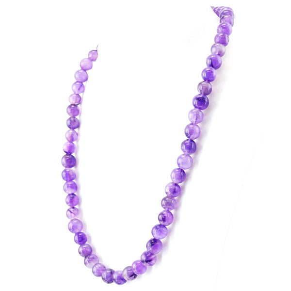 gemsmore:Natural Purple Amethyst Necklace 20 Inches Long Round Shape Beads
