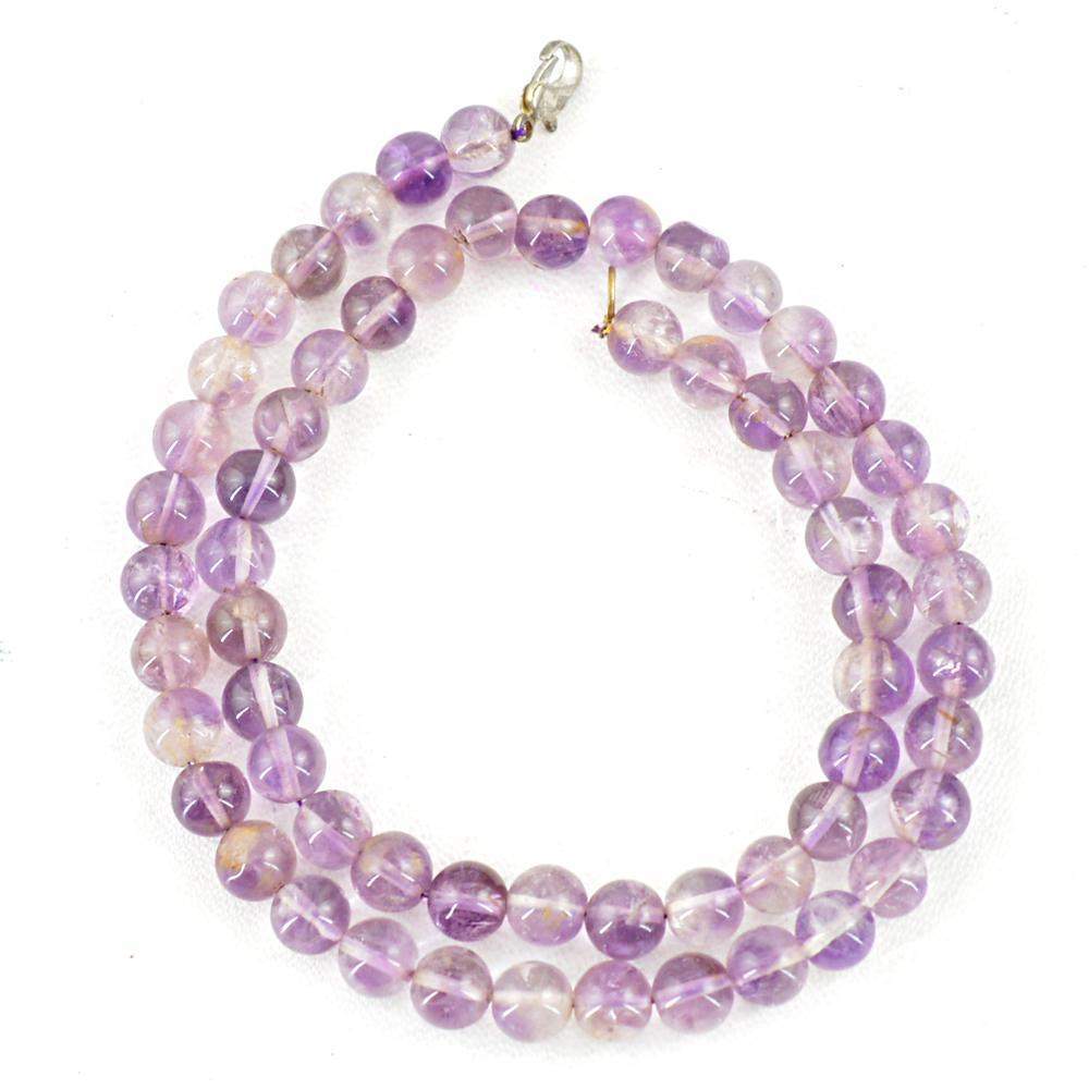 gemsmore:Natural Purple Amethyst Necklace Unheated Round Shape Beads