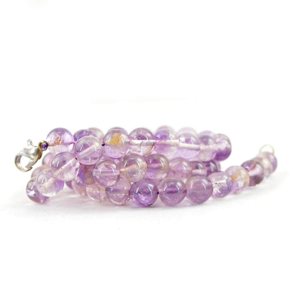 gemsmore:Natural Purple Amethyst Necklace Unheated Round Shape Beads