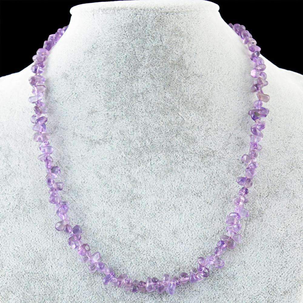 gemsmore:Natural Purple Amethyst Necklace Untreated Tear Drop Beads