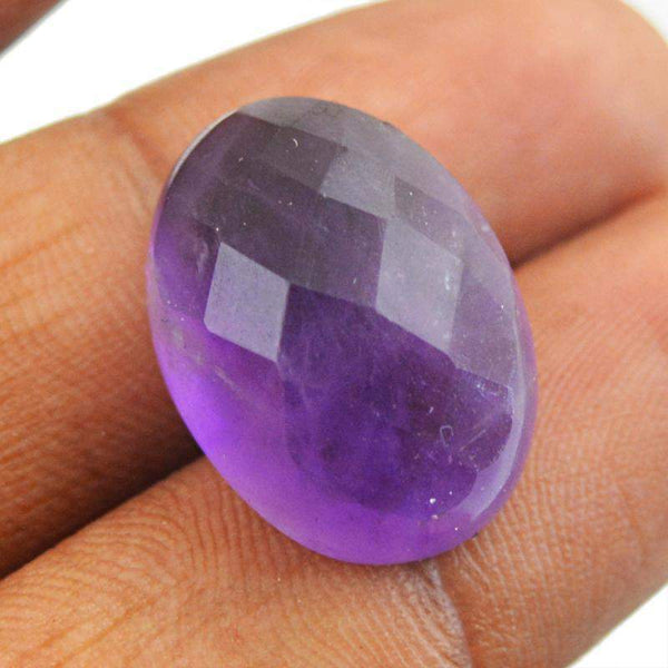 gemsmore:Natural Purple Amethyst Oval Shape Faceted Gemstone