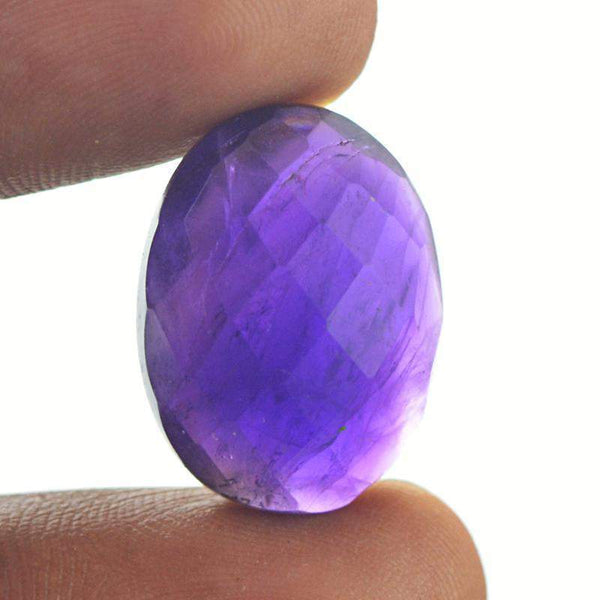gemsmore:Natural Purple Amethyst Oval Shape Faceted Gemstone