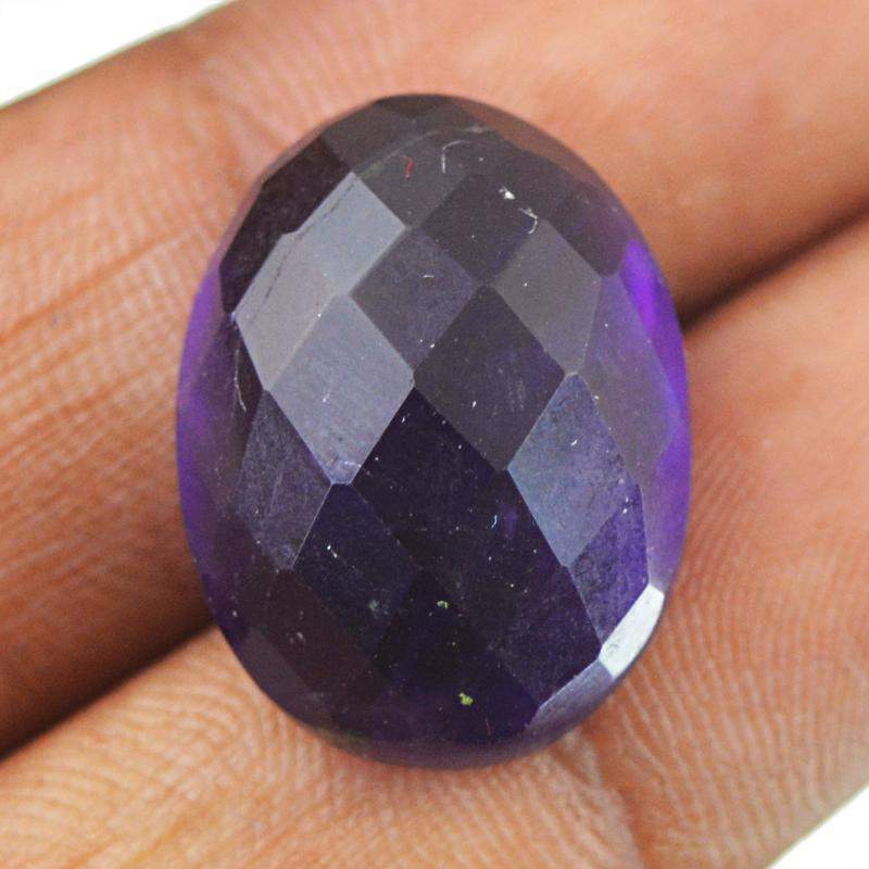 gemsmore:Natural Purple Amethyst Oval Shape Faceted Gemstone