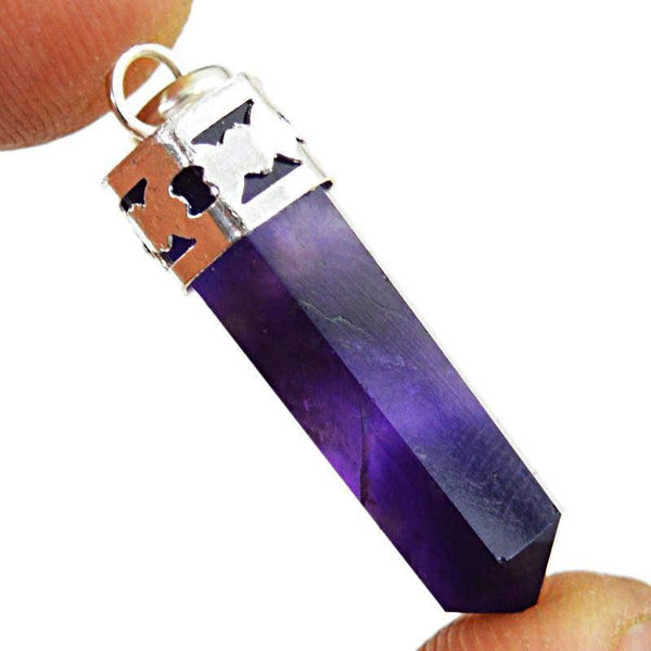 gemsmore:Natural Purple Amethyst Pure Healing Point Pendant