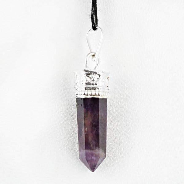 gemsmore:Natural Purple Amethyst Reiki Healing Point Pendant